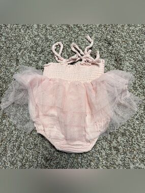 Tulle Baby Pink Ruffle Romper | Boutique Style Bubble Smocked Romper
